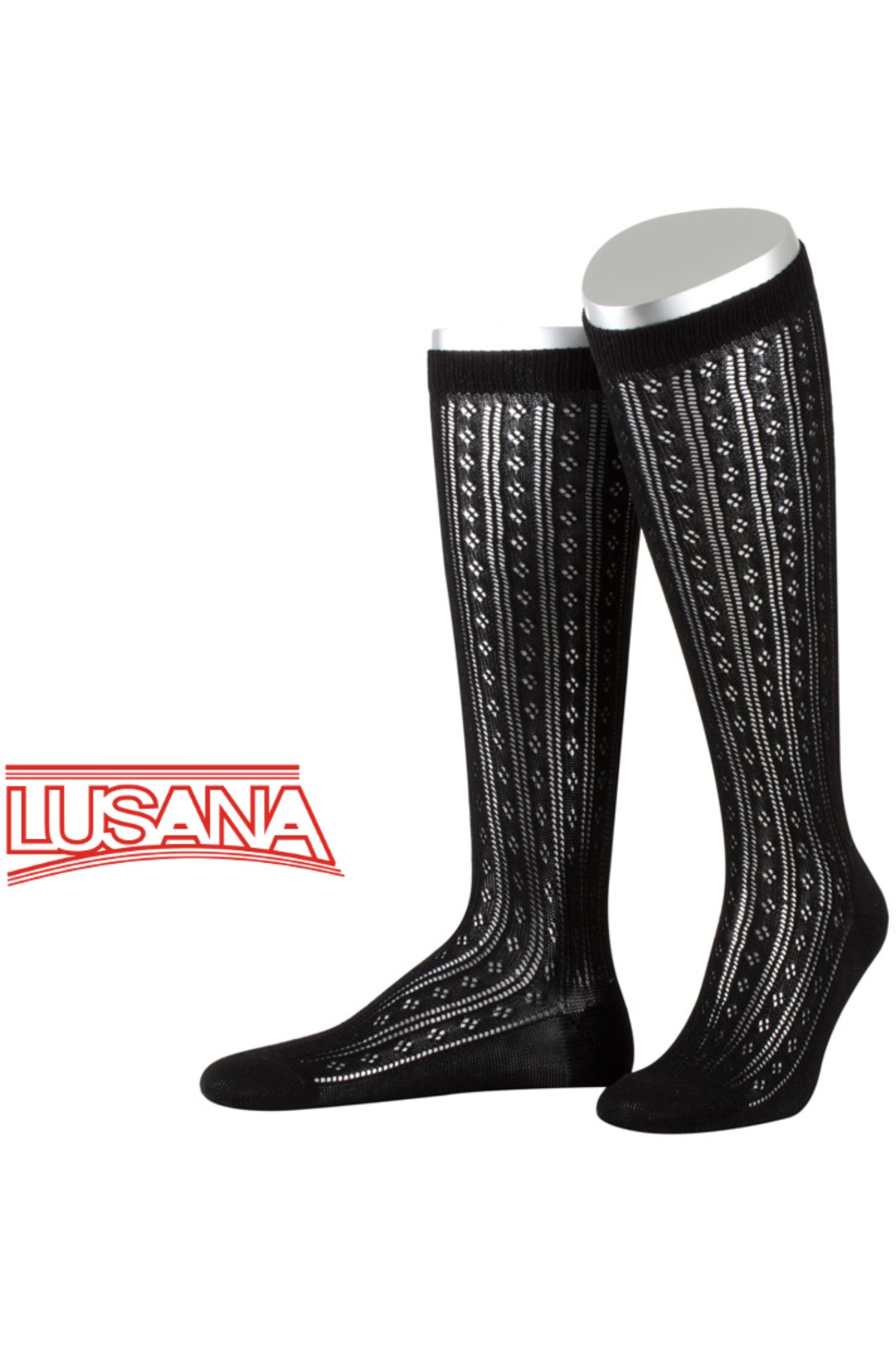 Trachtenkniestrumpf von Lusana in Schwarz Lusana Trachtenkniestrumpf in Schwarz