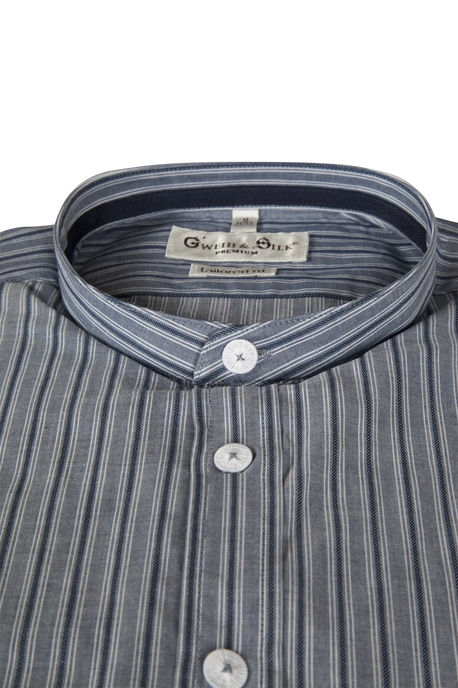 1529-0066-GR8-23-06-b0453 Trachtenhemd grau/blau - Detail Kragen