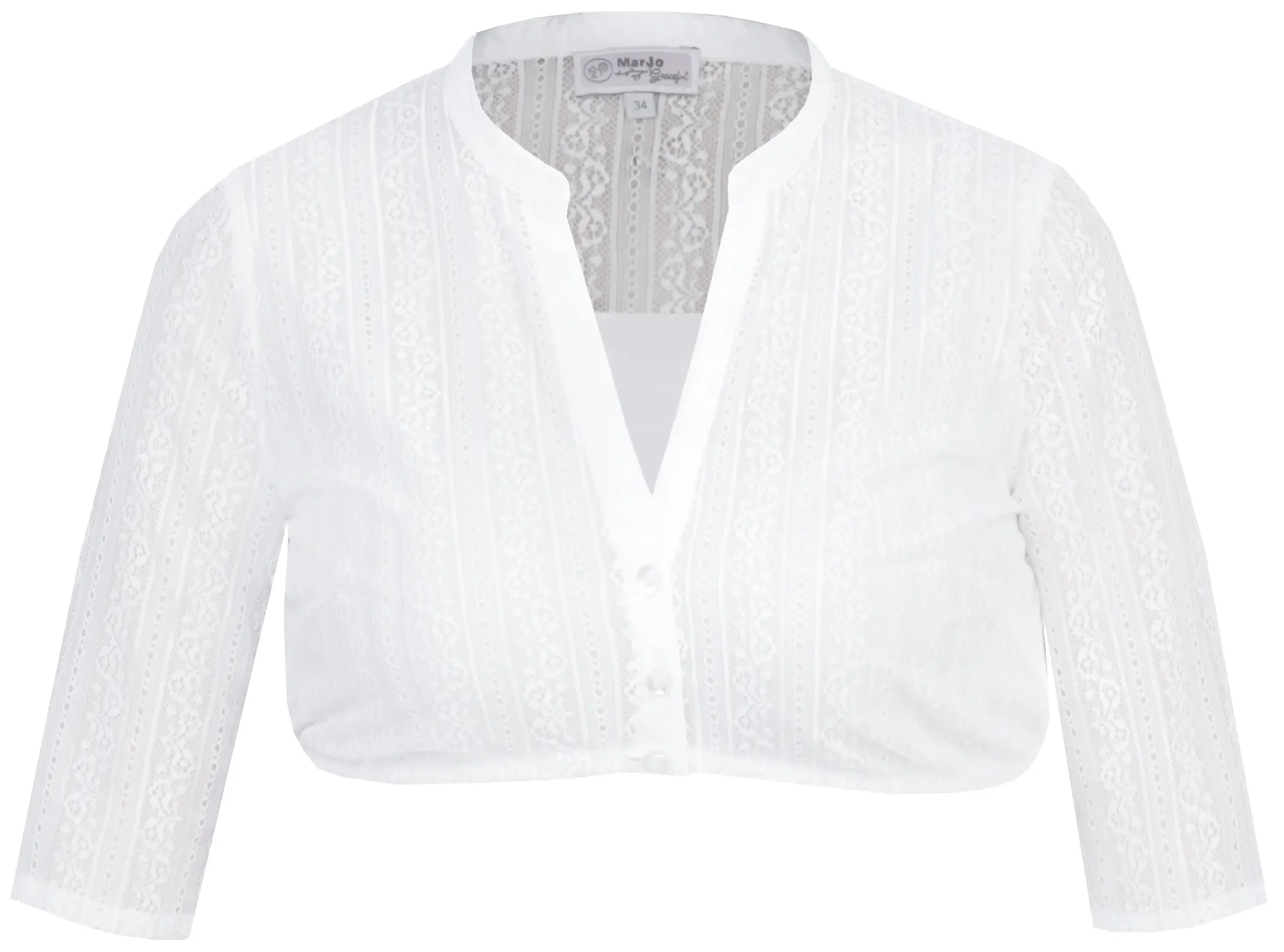 Dirndlbluse Ilse-Linda offwhite mit V-Ausschnitt