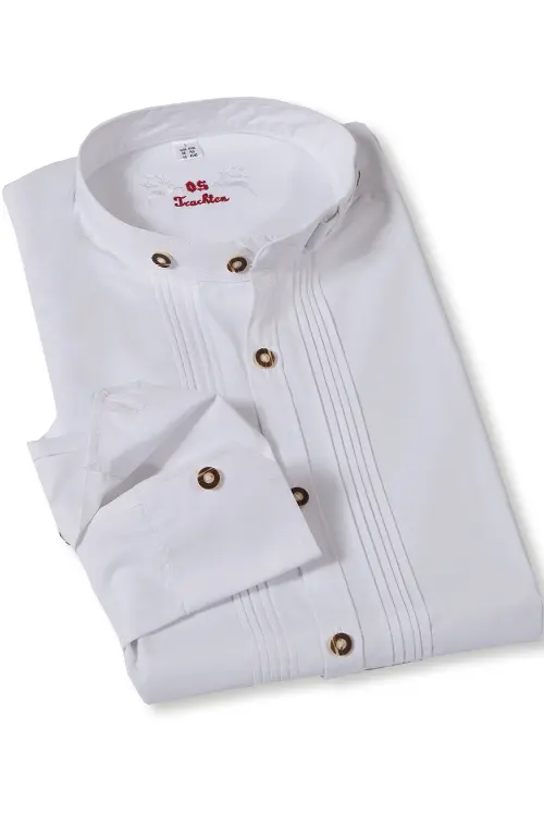Trachtenhemd Herren in weiß mit Stehkragen von Orbis
