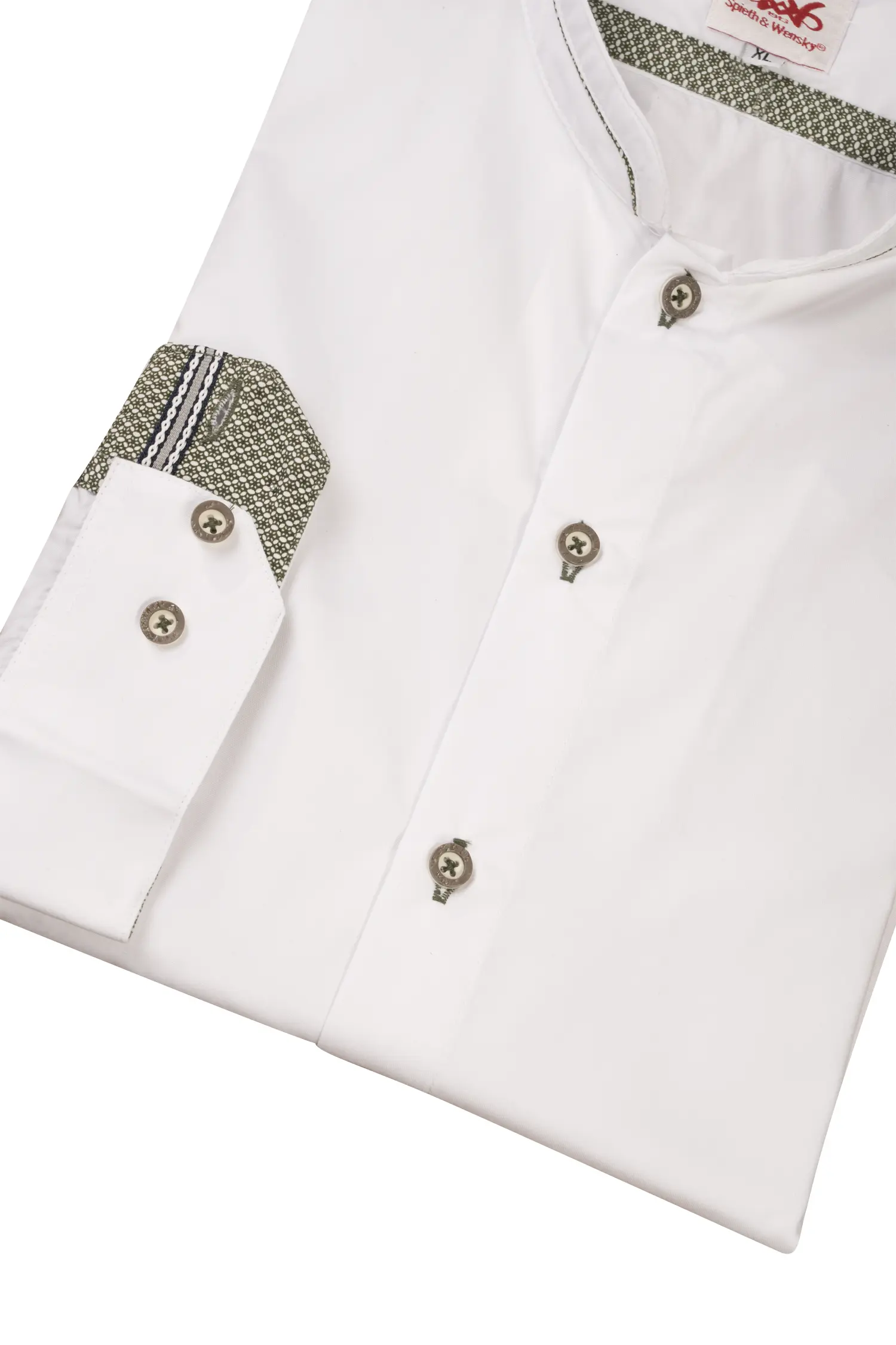 1508-0018-gn8-23-08-1801967 Trachtenhemd Brambach mit grünen Akzenten - Detail Ärmel