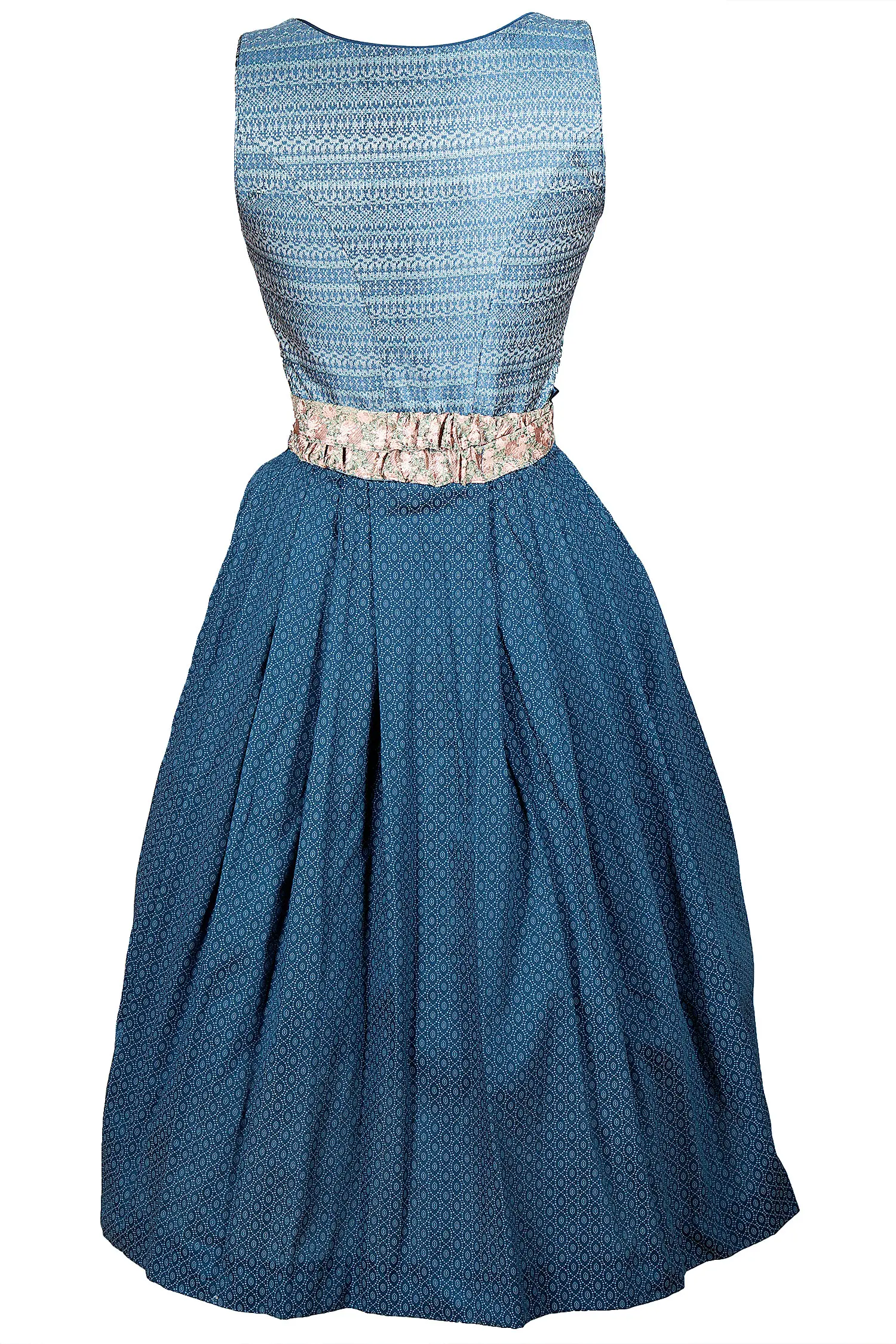 Dirndl Paris von Sissi ey! in Webstoff-Optik und malerischer Schürze - Rückenansicht