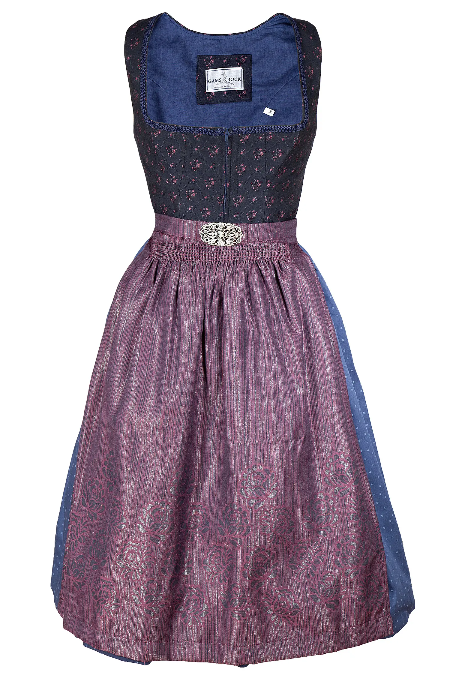 Dirndl in marine mit Blumenmuster