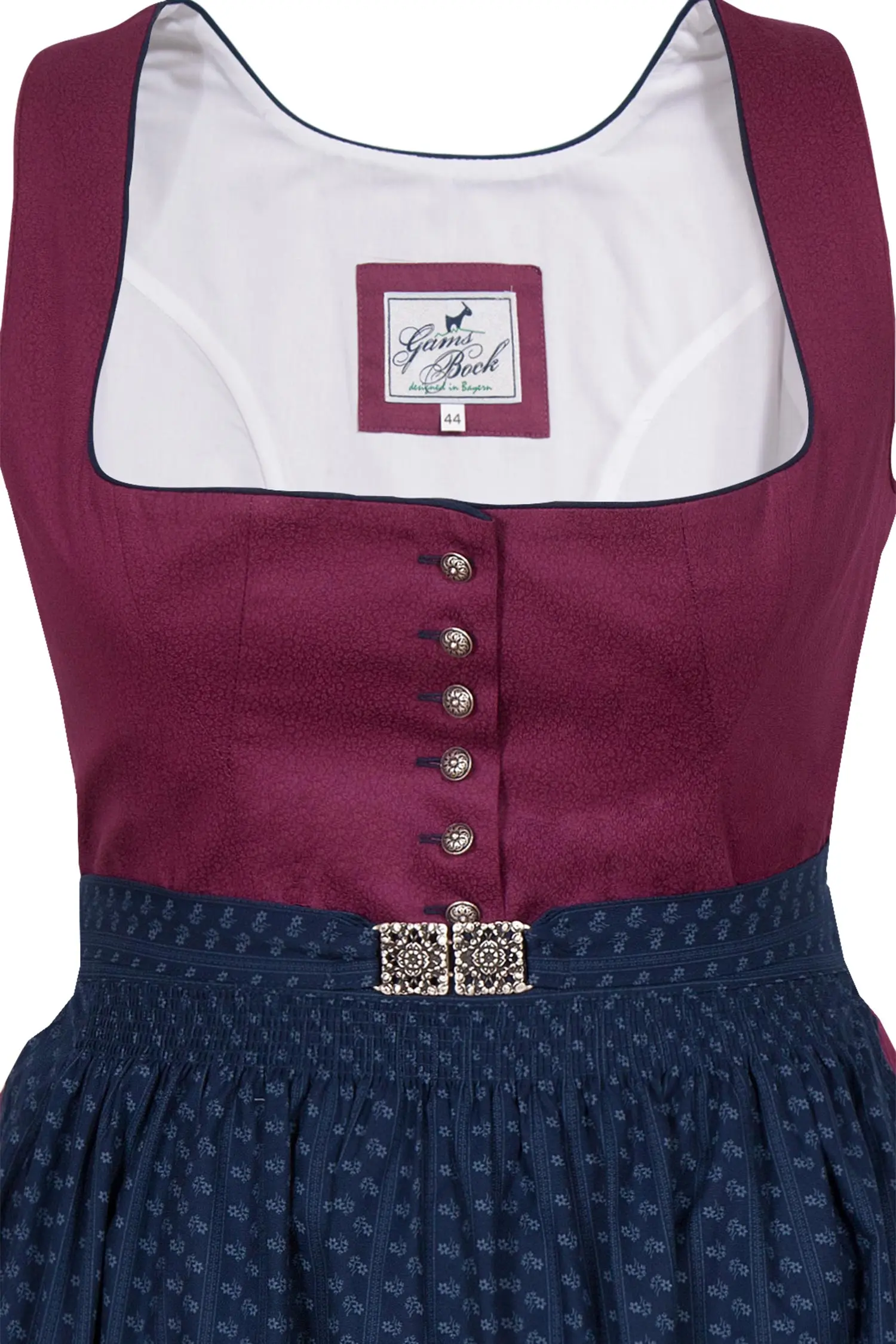 Baumwolldirndl in beere und dunkelblau XXL Mieder