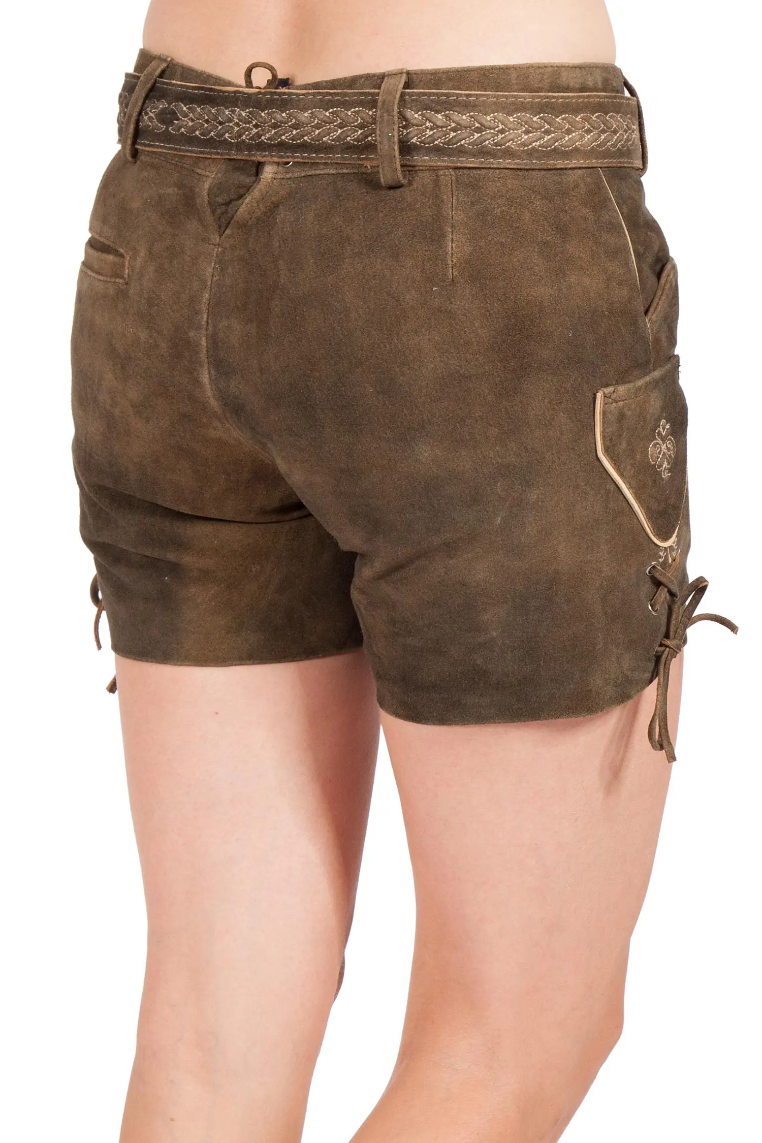 kurze-lederhose-walnuss-2601-1006-ba6-18-07a-7414-d Lederhose kurz Gerda für Damen in braun mit Gürtel hinten
