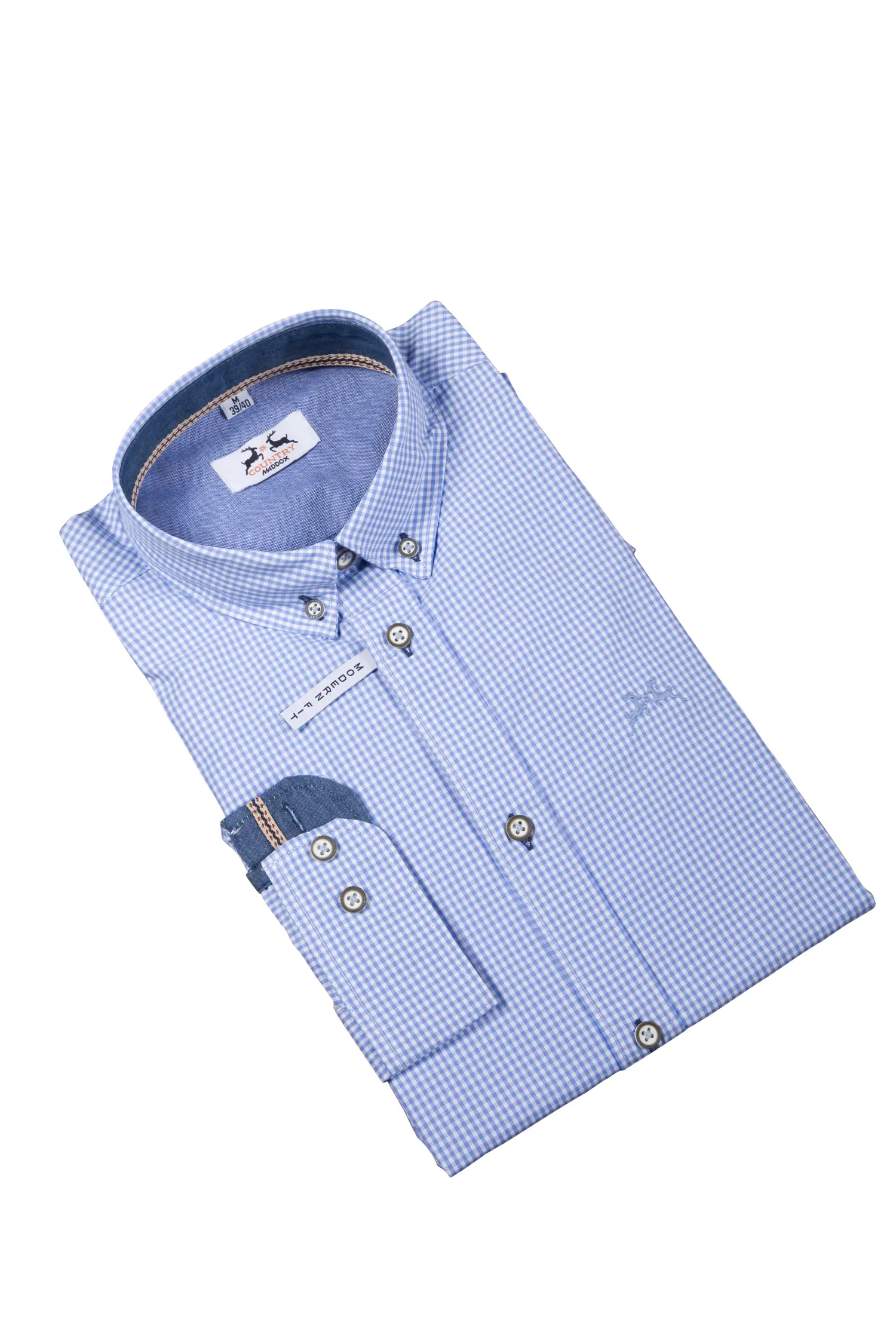 Karo Trachtenhemd in hellblau / weiß