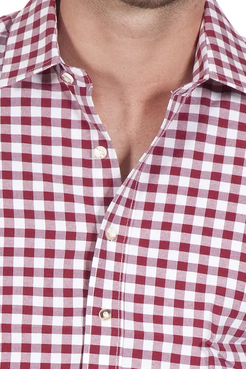 Trachtenhemd karo bordeaux kariert slim 4