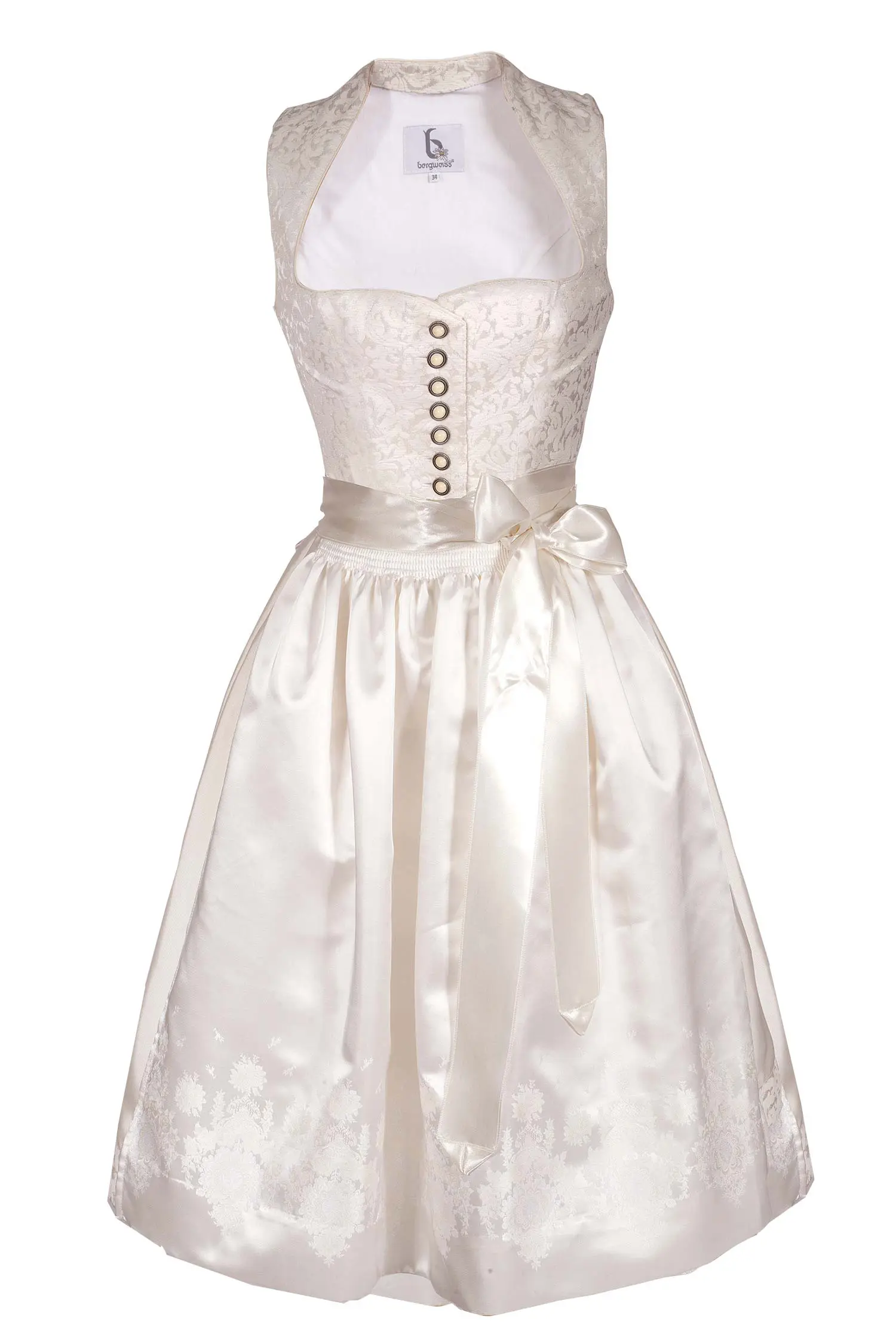 Brautdirndl in elfenbein mit Herzausschnitt 