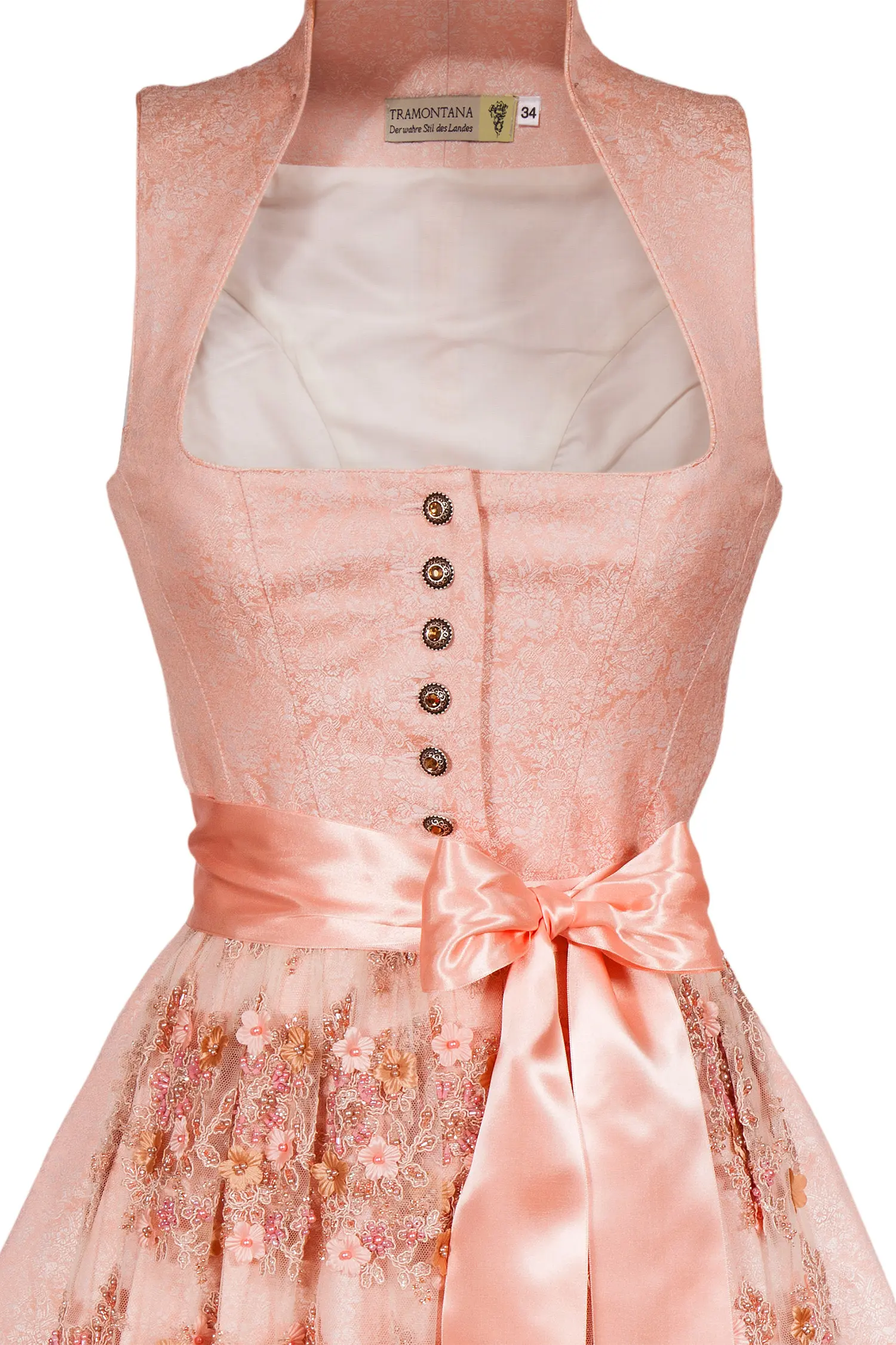 tramontana-fest-dirndl-rosa-3098-0246-ro3-20-05d-9432-b Midi Dirndl festlich in rosa mit Spitzenschürze Mieder
