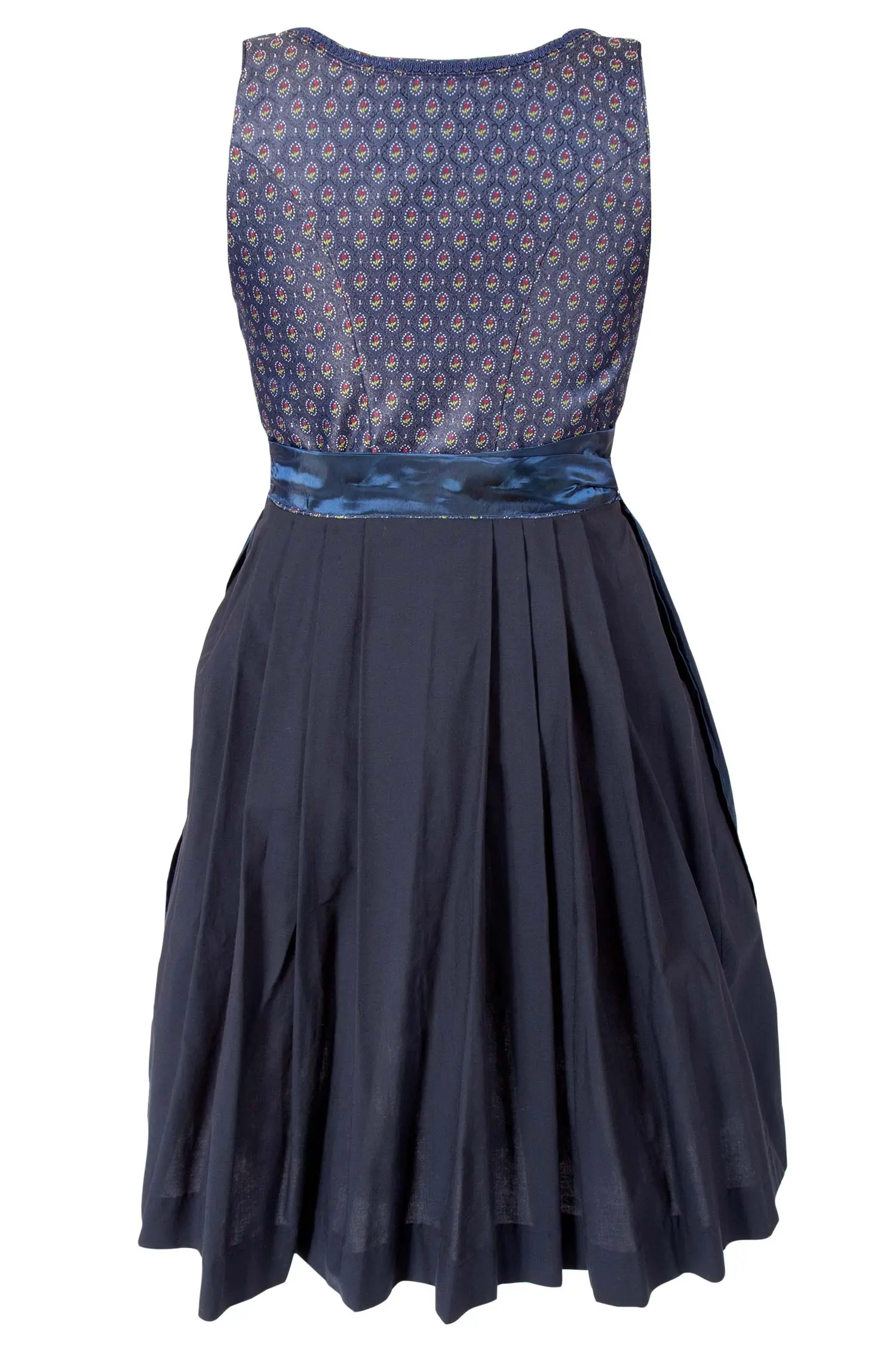 Midi Dirndl Laura in dunkelblau gemustert XXL hinten