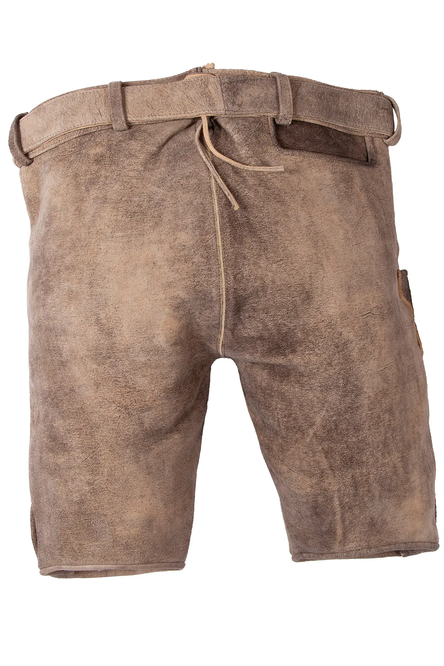 1613-1046-2db-22-06c-0488 Kurze Lederhose Seebruck in hellem braun und Gürtel hinten