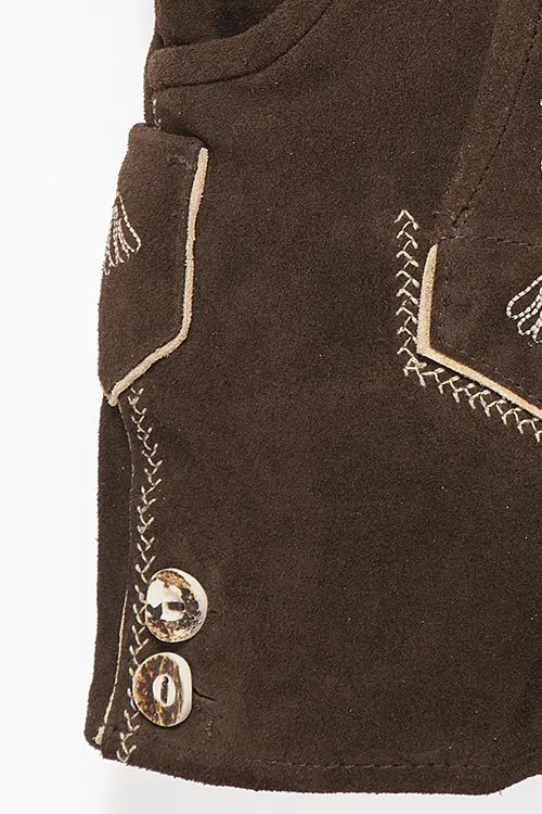 Kinder Lederhose kurz mit Träger in braun 5