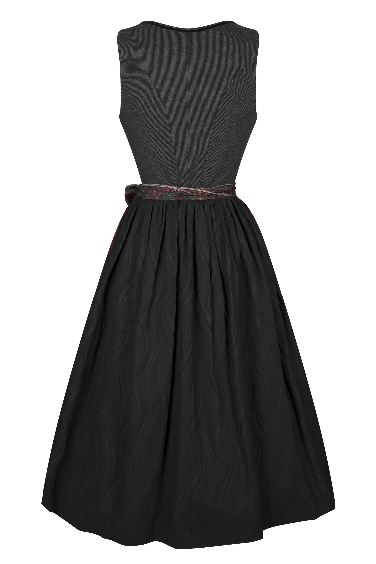 3098-0389-sw5-24-02-0604245 Dirndl Pillersee in schwarz mit besonderem Mieder - Rückansicht