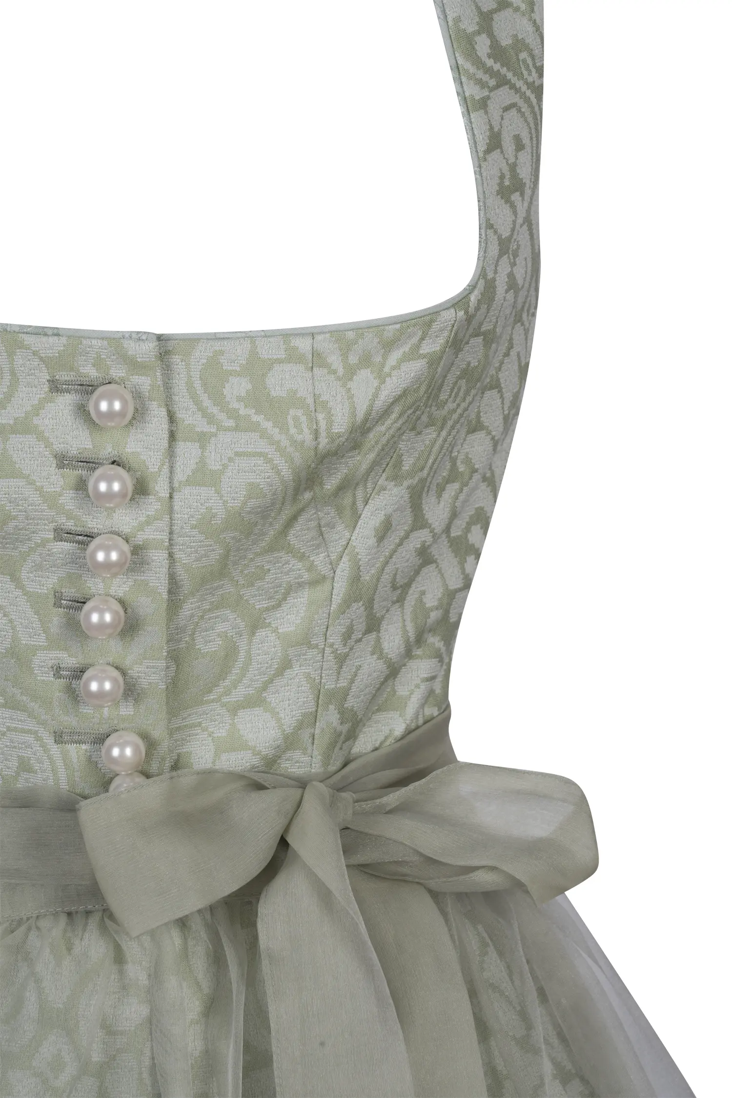 3048-1102-gn2-24-01-1103907 Sportalm Dirndl in hellgrün mit Seidenschürze - Detail Mieder