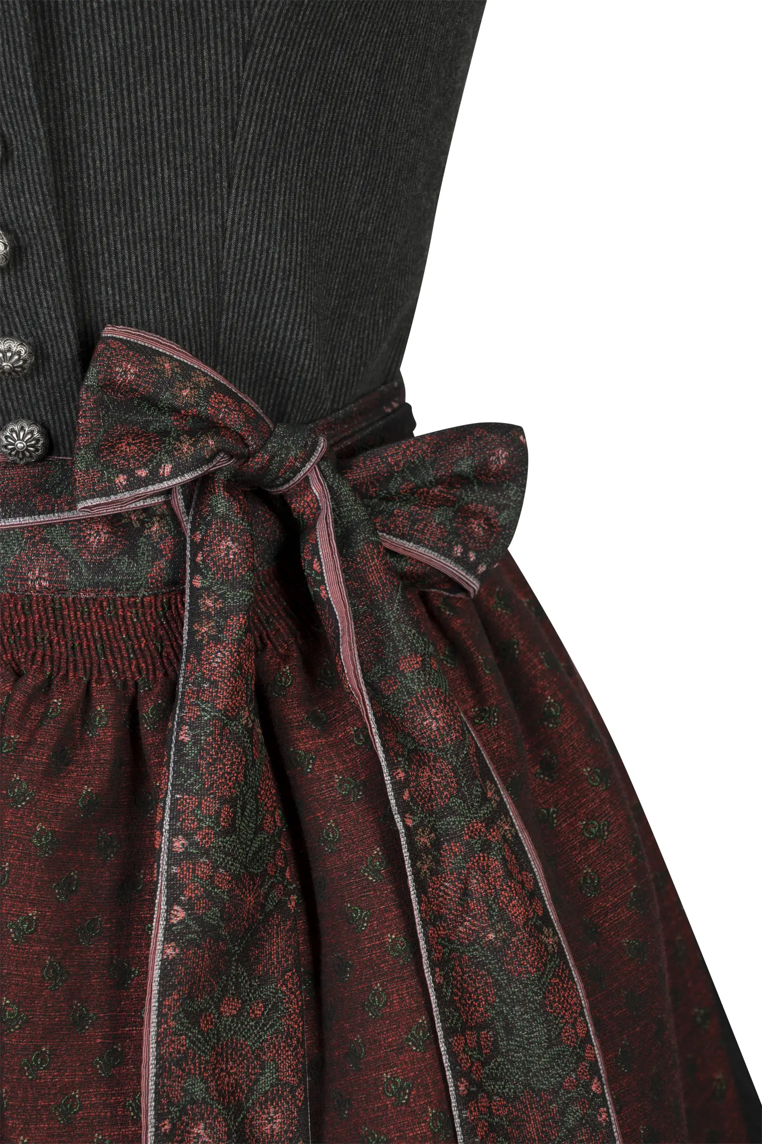 3098-0389-sw5-24-02-0604240 Dirndl Pillersee in schwarz mit besonderem Mieder - Detail Mieder