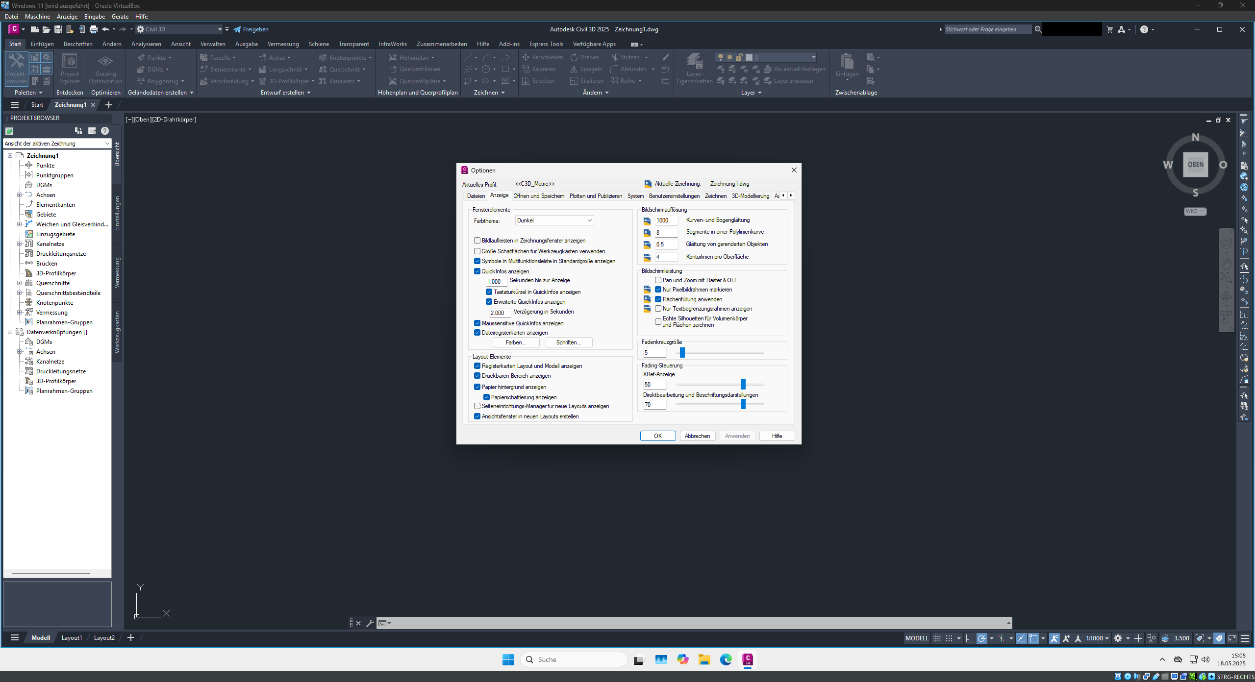AutoCAD Oberfläche im dunklen Thema