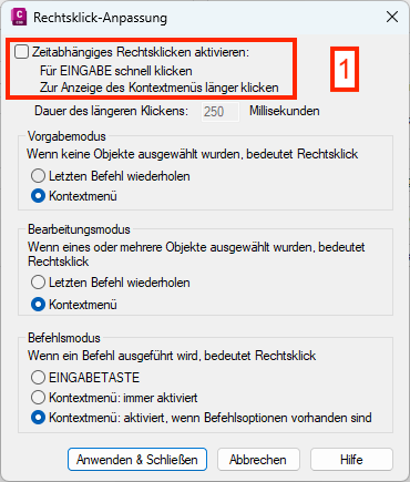 Sub-Dialog Rechtsklick-Anpassung