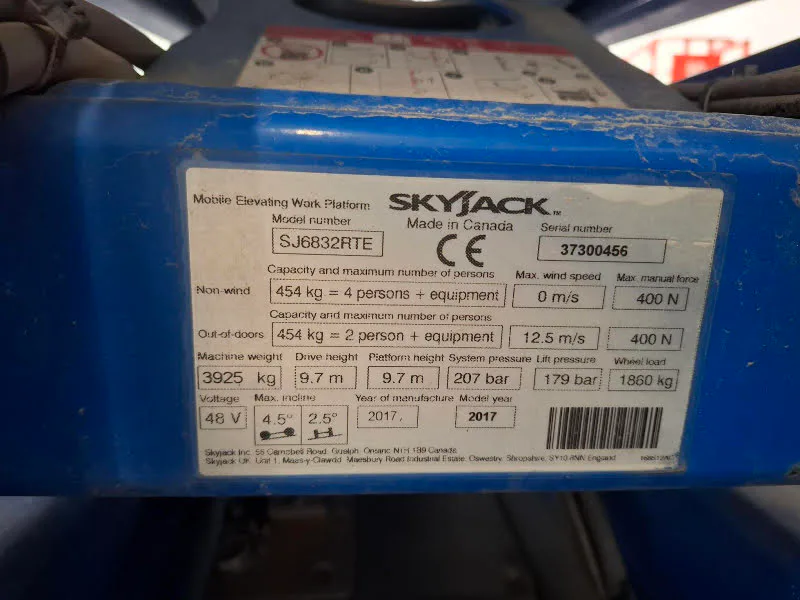 Skyjack SJ6832 RTE 2017 - Schaarhoogwerker afbeelding 2 miniatuur
