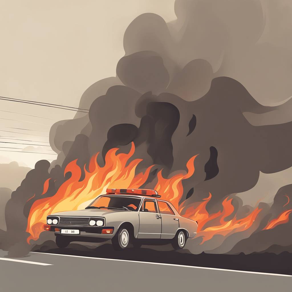 Automobil u plamenu na autocesti A1 kod Karlovca