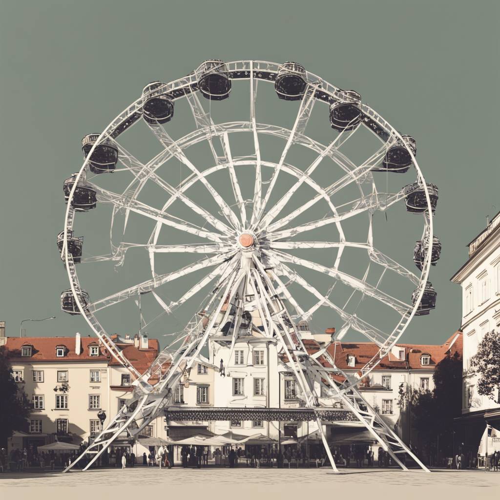 Отстрането панорамското тркало од Главниот плоштад во Марибор