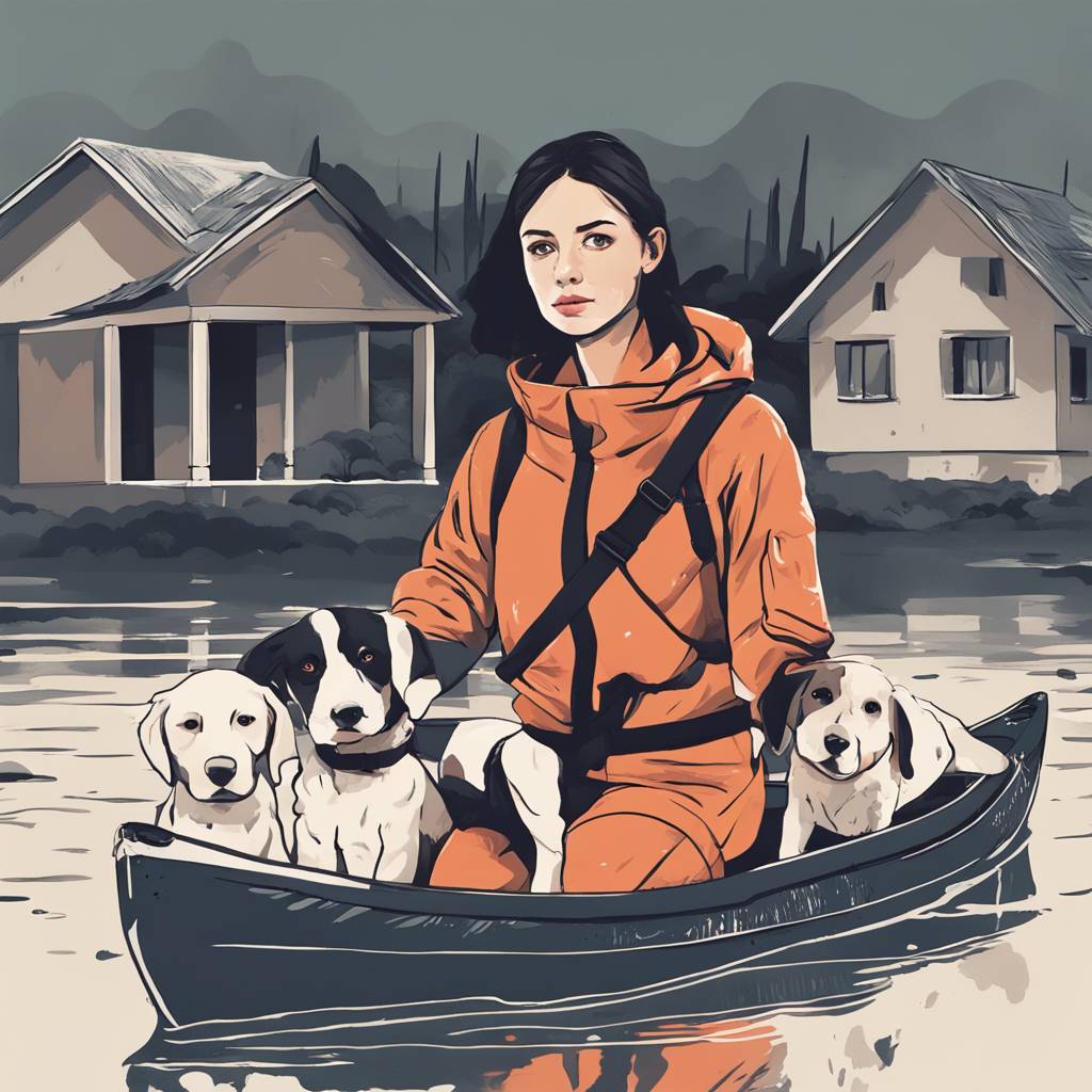 Nikšić: Girls save abandoned dogs from flooded house by kayak