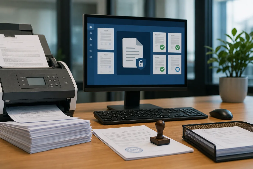 Digitale Dokumentation und Portalzugang im Büro