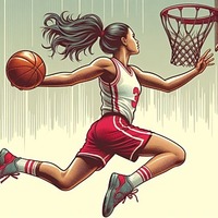 Pngtree a professional female basketball player jumping throwing ball into basket image 15709298