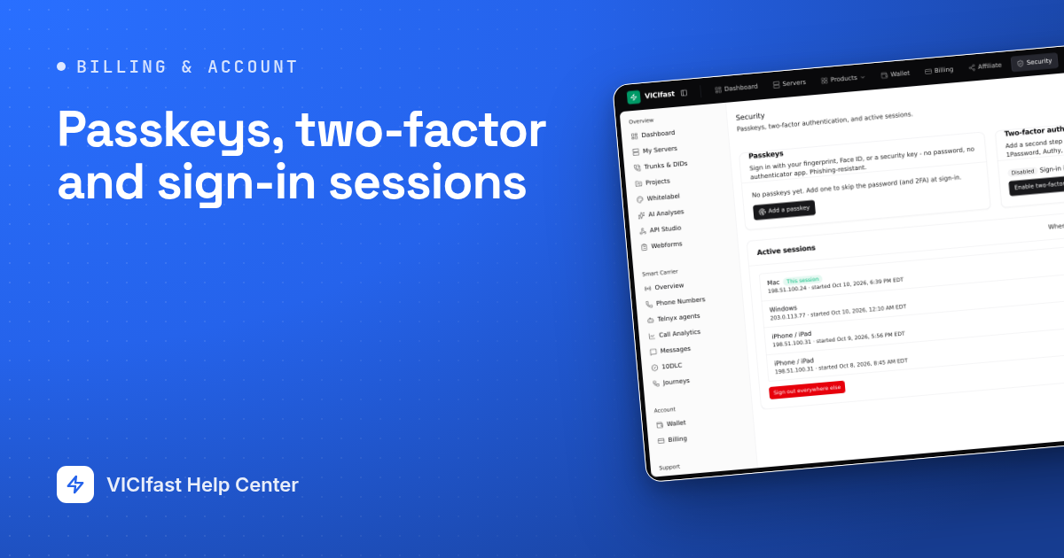 Passkeys, two-factor and sign-in sessions