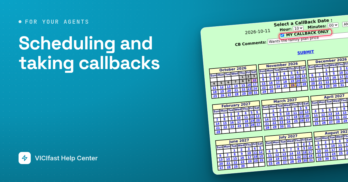 Scheduling and taking callbacks