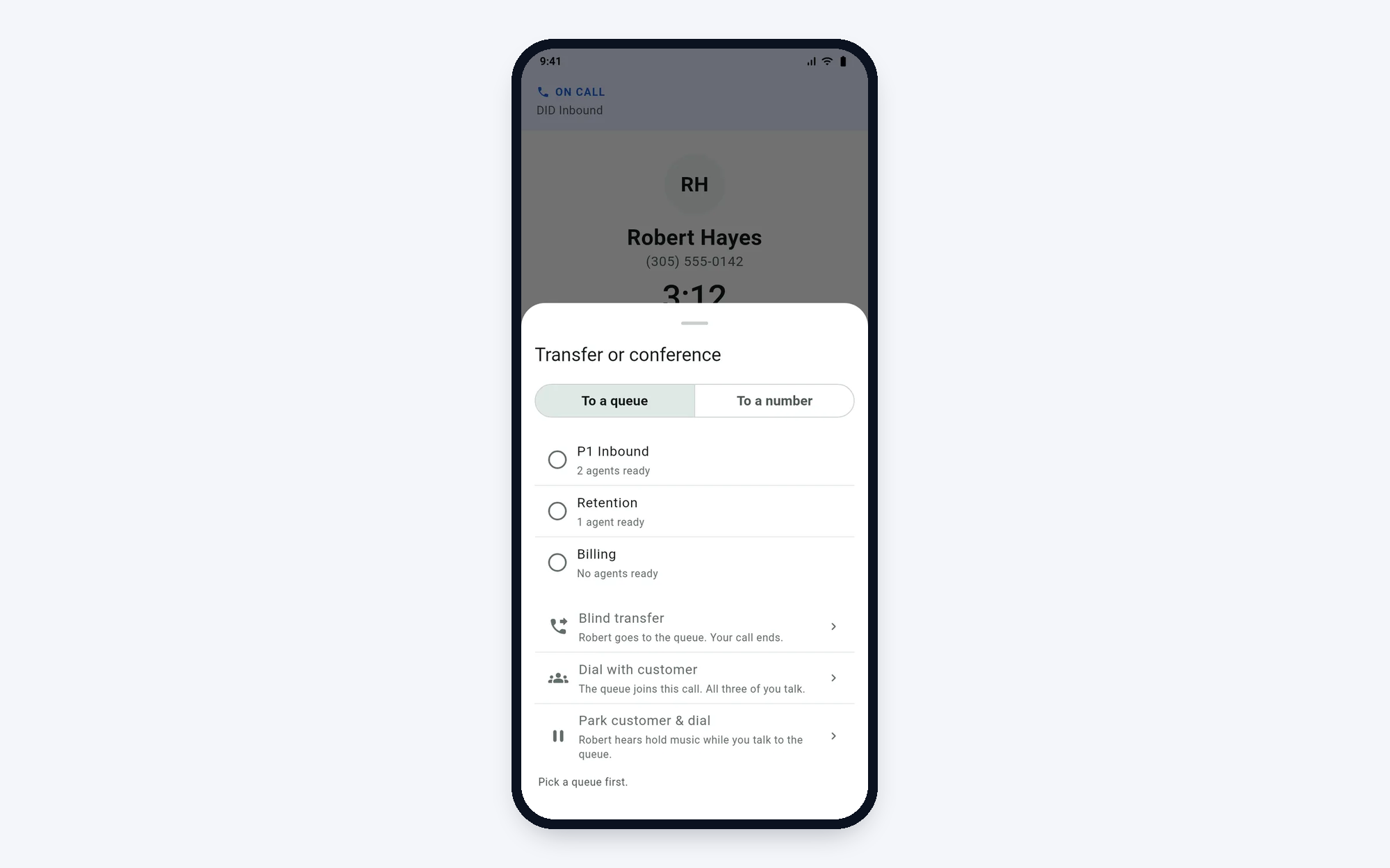 Transfer or conference in the phone app