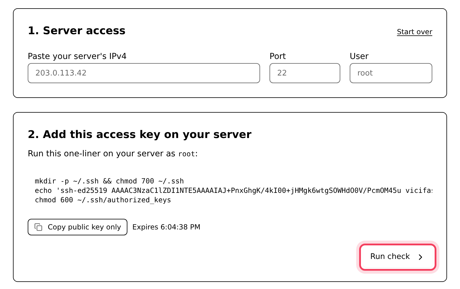 Run this on your server, then click Run check
