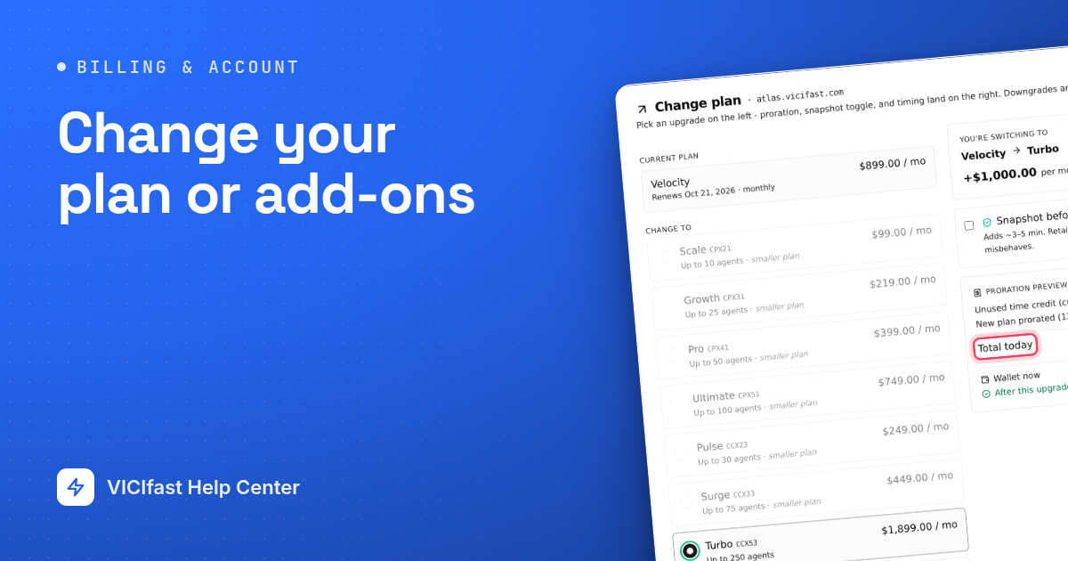Change your plan or add-ons
