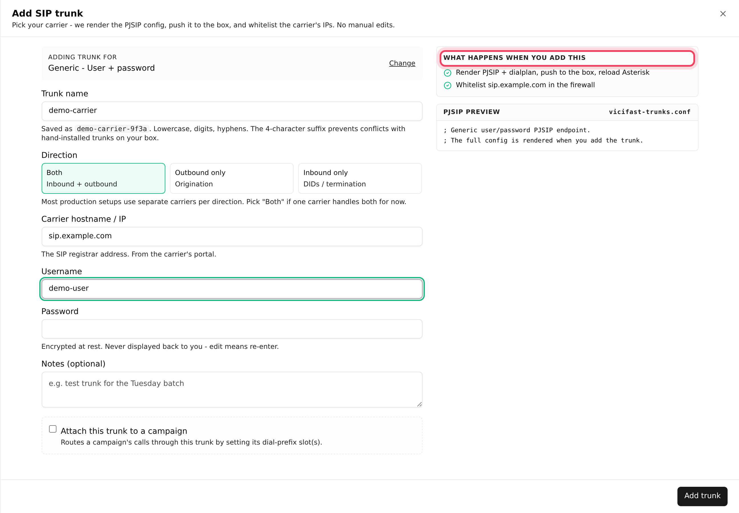 The form on the left, and what will happen on the right