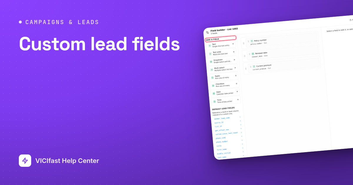 Custom lead fields