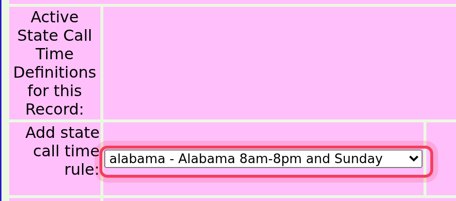 Adding a state rule to a call time