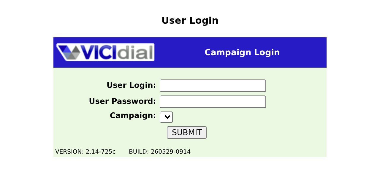 The agent screen login page