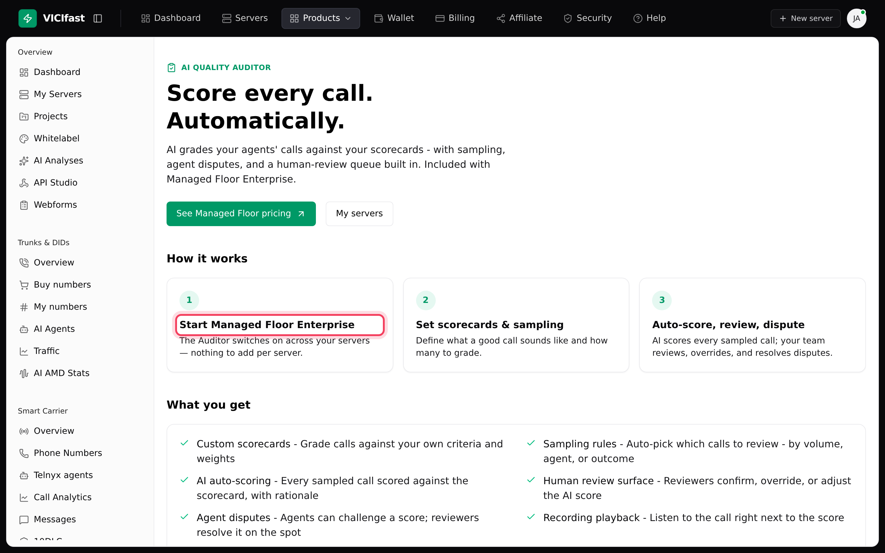 Without Enterprise, the AI Quality Auditor page explains how to get it