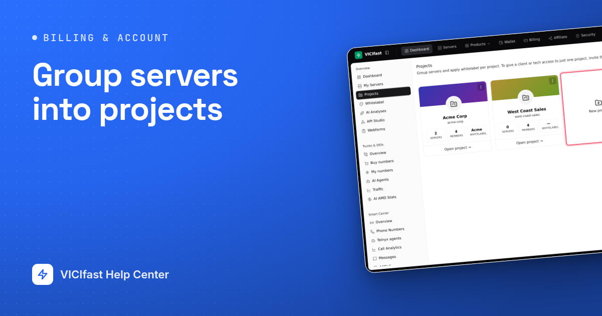 Group servers into projects