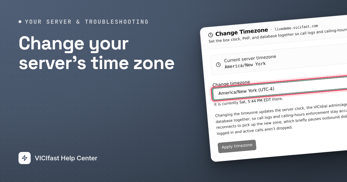 Change your server's time zone