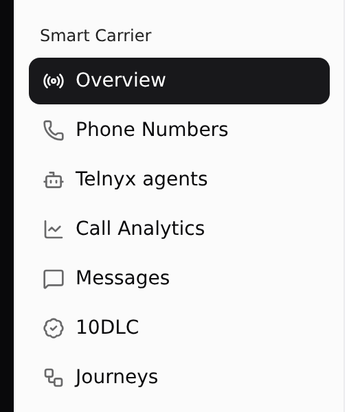 The Smart Carrier pages in the sidebar
