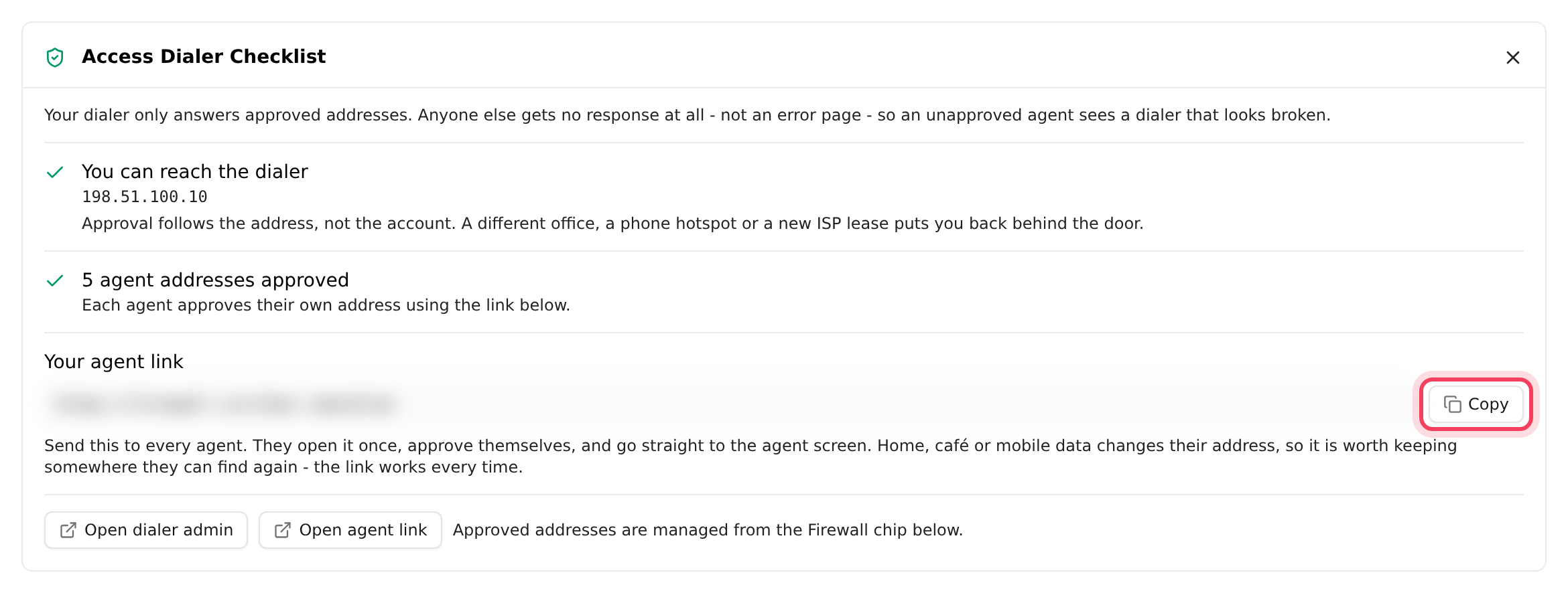 The Access Dialer Checklist with your agent link