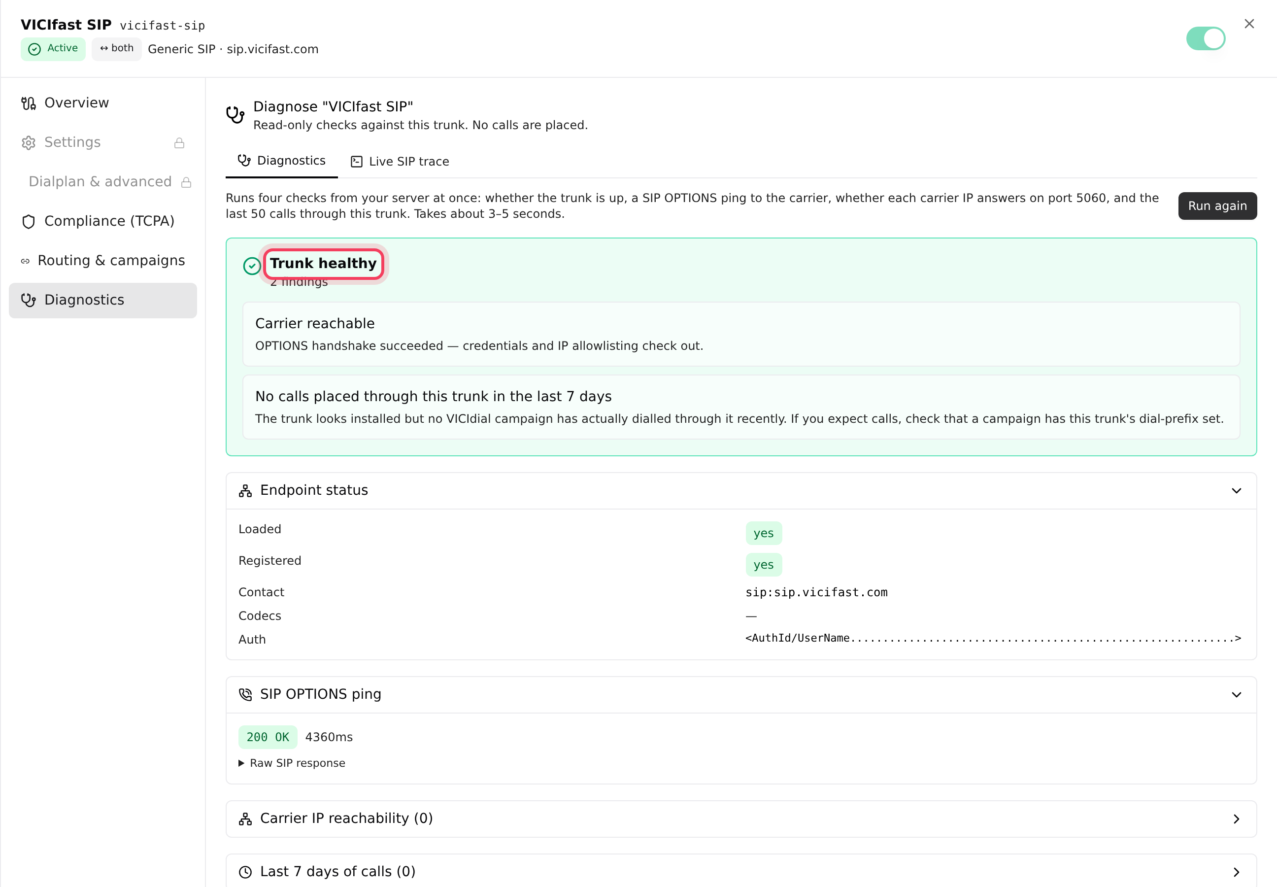 Diagnostics: the result and what to do about each finding