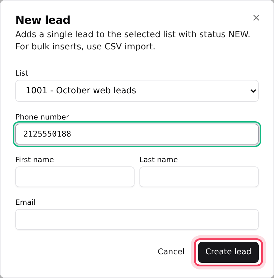 The New lead form