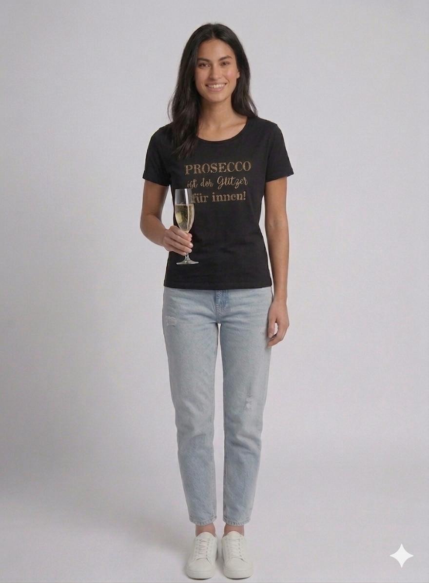 BeFamous T- Shirt "Prosecco ist der Glitzer für innen"