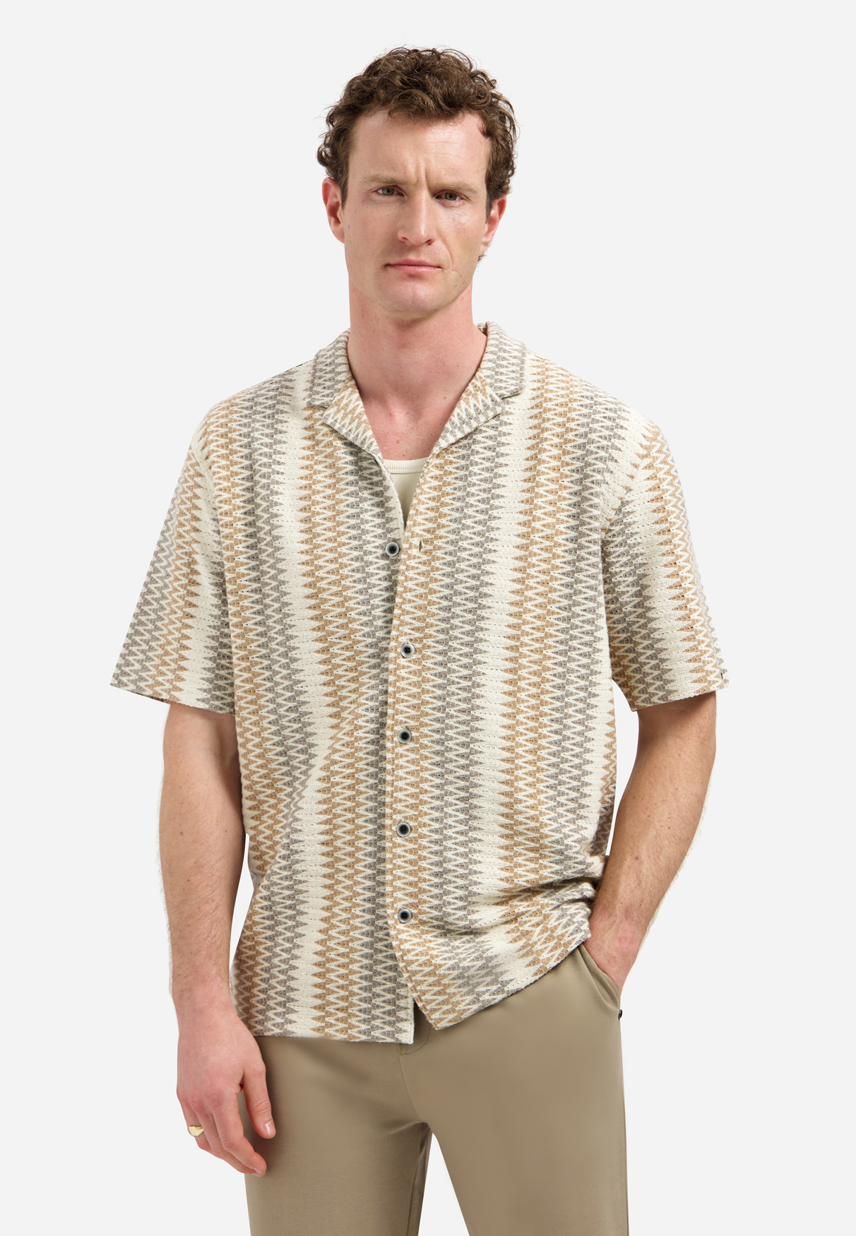 Shirt Short Sleeve Jacquard Fancy ZigZag