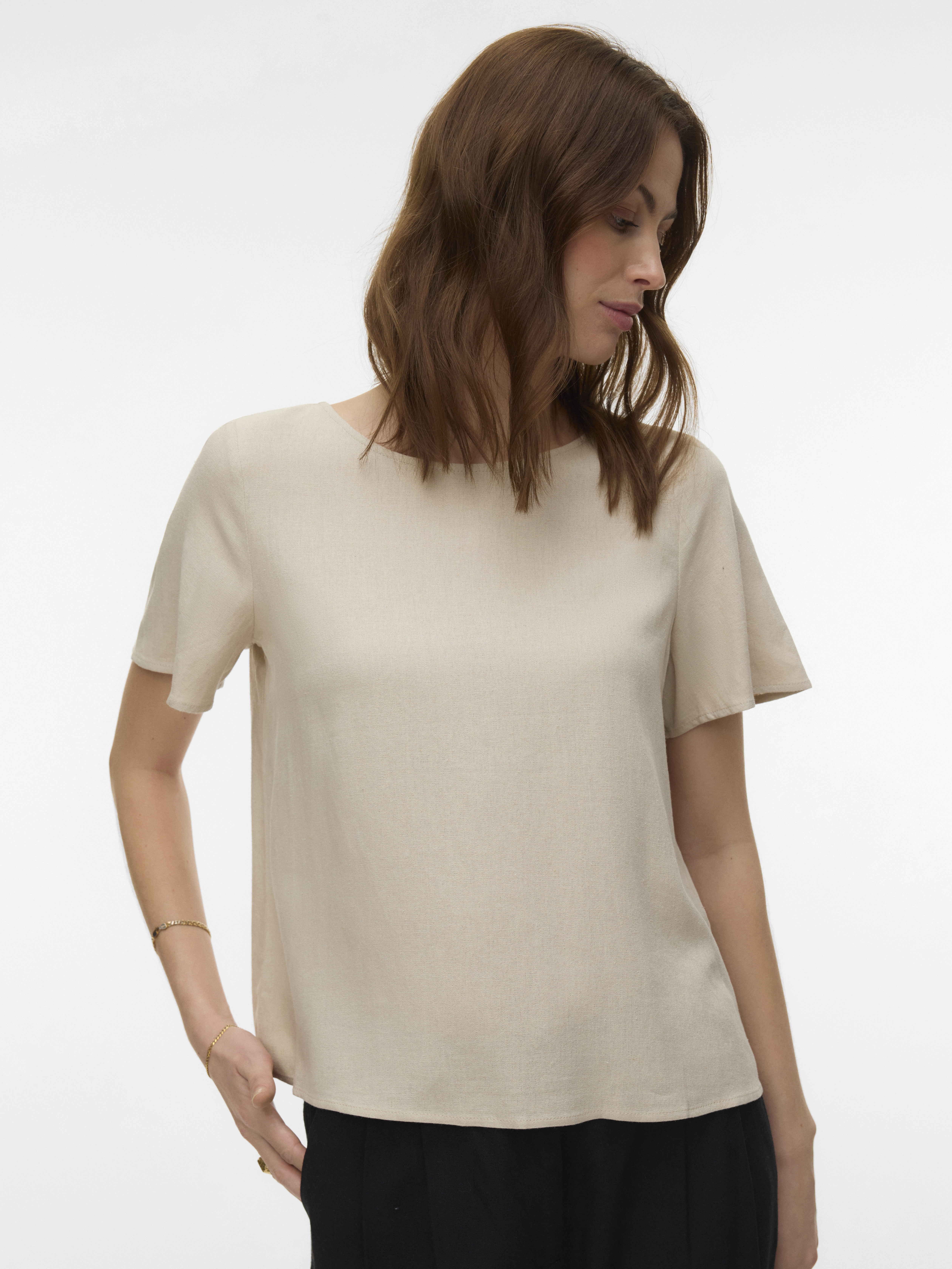 VMMYMILO SS O-NECK TOP WVN GA BOO