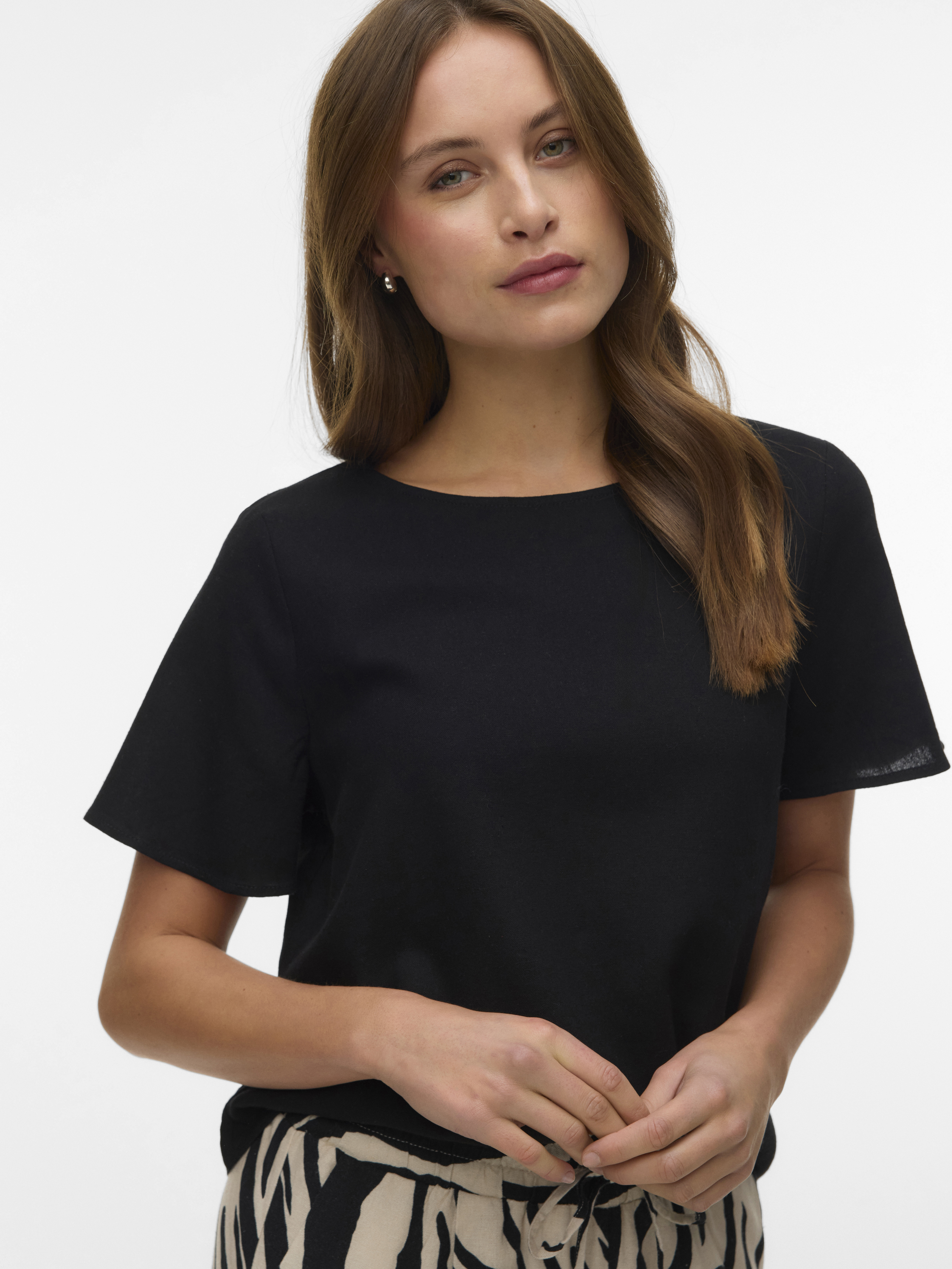 VMMYMILO SS O-NECK TOP WVN GA BOO