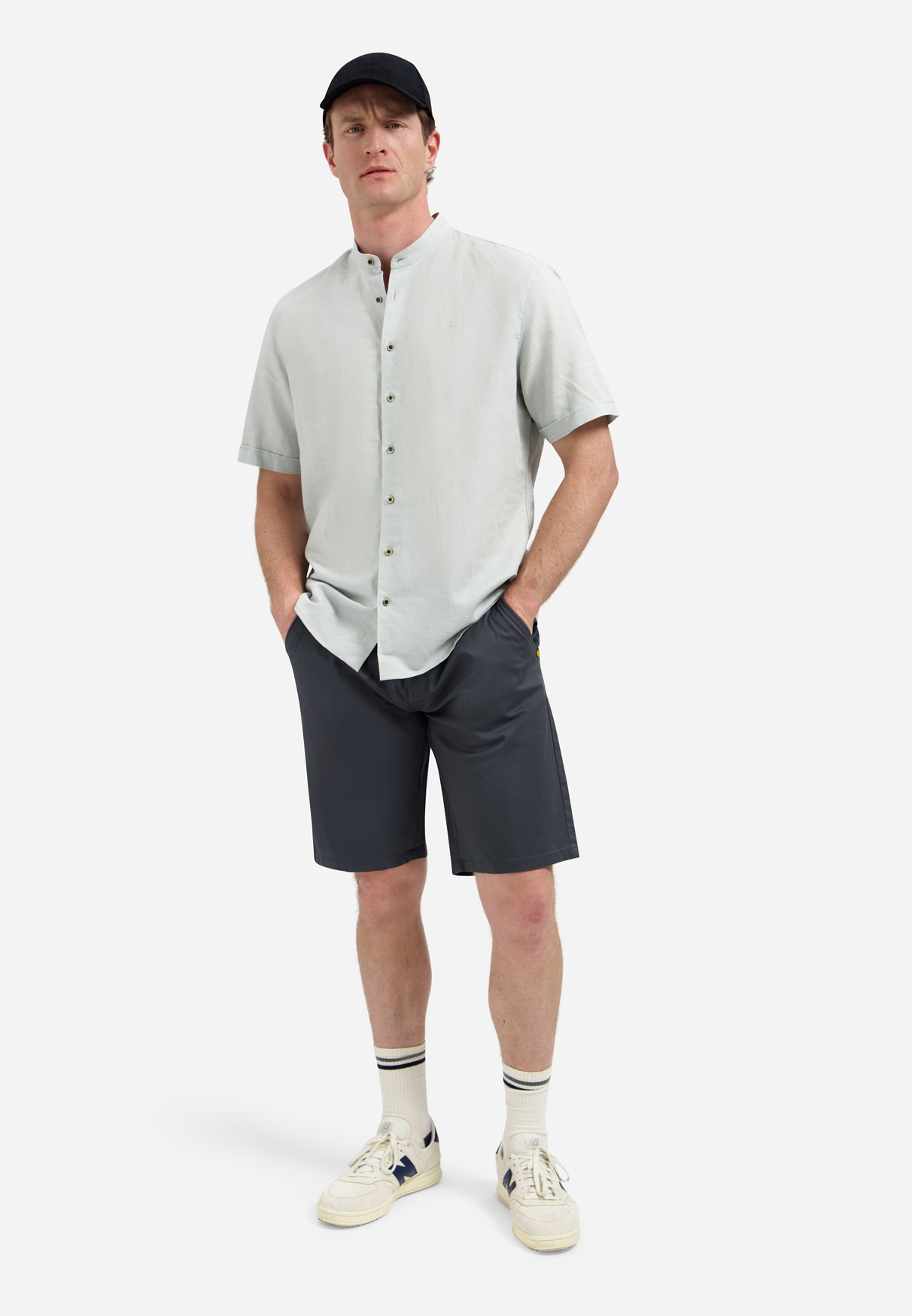 Shirt Short Sleeve Granddad With Linen