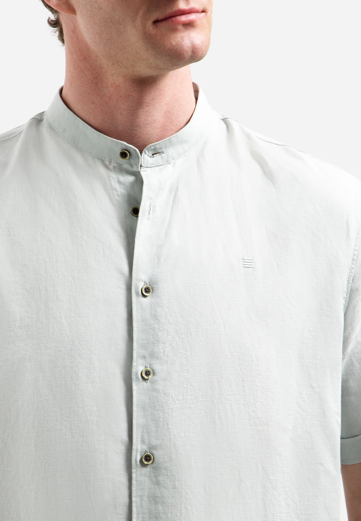 Shirt Short Sleeve Granddad With Linen