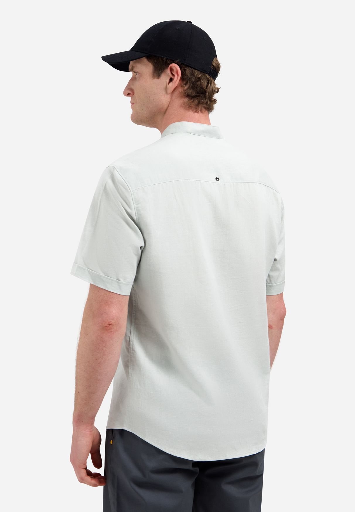 Shirt Short Sleeve Granddad With Linen